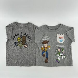 Lot of 2 Disney Toddler Boy 18M Shirts Star Wars Born A Rebel Toy Story Forky